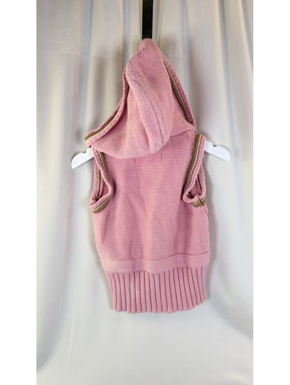 Genuine Kids From Oshkosh Girls Vest, Hooded Knitted Vest, Pink Color, Size 18mo